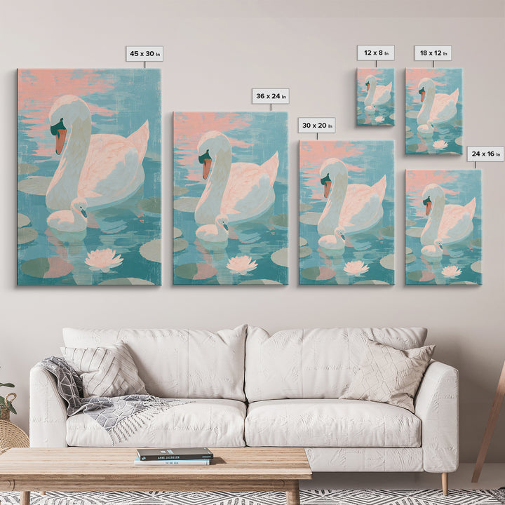 Swan and Cygnet Canvas Print, Nursery Art, Nursery Decor, Oil Painting, Nursery, Wall Art Print, Nursery Wall Decor, NUR-2x3-72