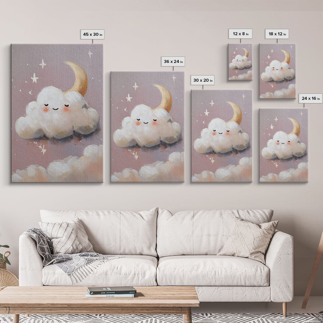 Moon and Stars Framed Canvas Print, Nursery Art, Wall Art Set of 3, Nursery Decor, Abstract Art, Nursery, Dinosaur Wall Art, NUR-2x3-83