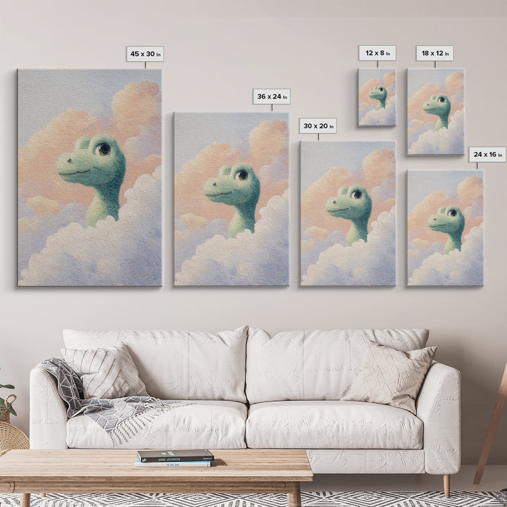 Tiny Dinosaur with Friendly Expression Canvas Print, Nursery Art, Digital Download Art, Nursery Decor, Oil Painting, Nursery, NUR-2x3-95