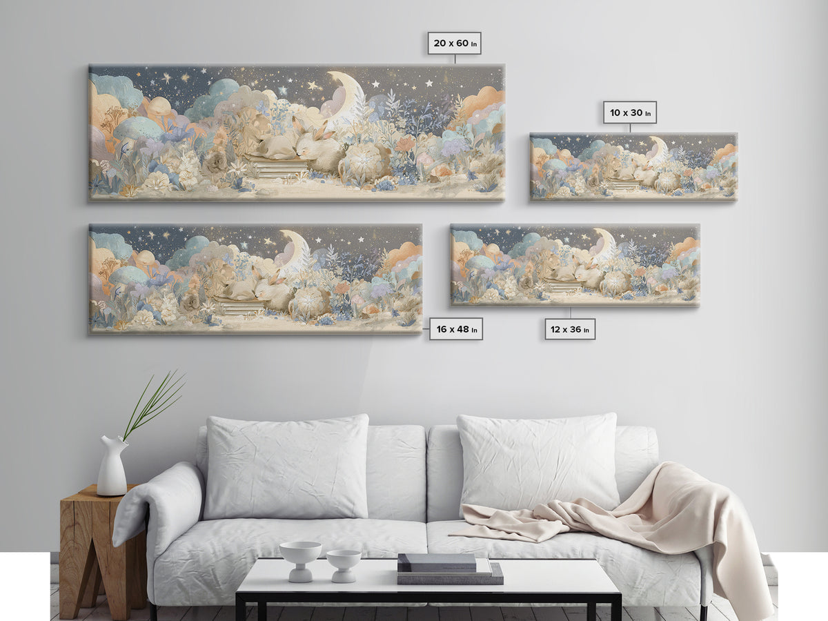 Animal Alphabet Scene Without Readable Letters Framed Canvas Print, Nursery Art, Boho Decor, Nursery Decor, Fine Art, Nursery, NUR-3x1-27