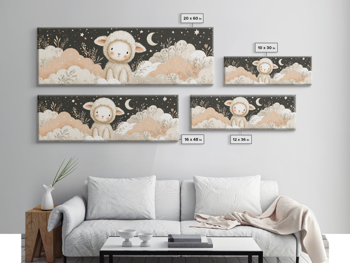 Little Lamb under a Starry Sky Canvas Print, Nursery Art, Luxury Decor, Nursery Decor, Fine Art, Nursery, Nursery Wall Art, NUR-3x1-35