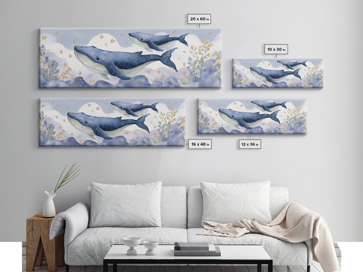 Whale and Tiny Stars Canvas Print, Nursery Art, Luxury Decor, Nursery Decor, Fine Art, Nursery, Nursery Wall Art, Printable Art, NUR-3x1-48
