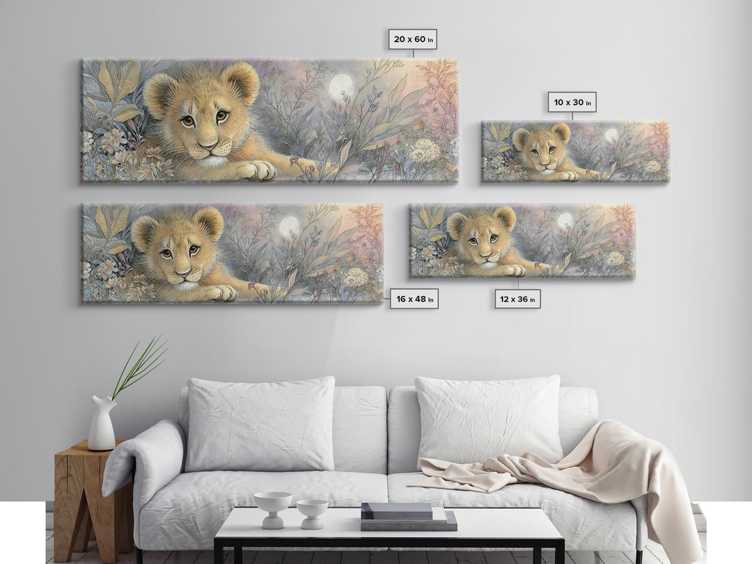 Lion Cub with Soft Golden Mane Canvas Print, Nursery Art, Woodland Nursery, Nursery Decor, Abstract Art, Nursery, Gallery Decor, NUR-3x1-49