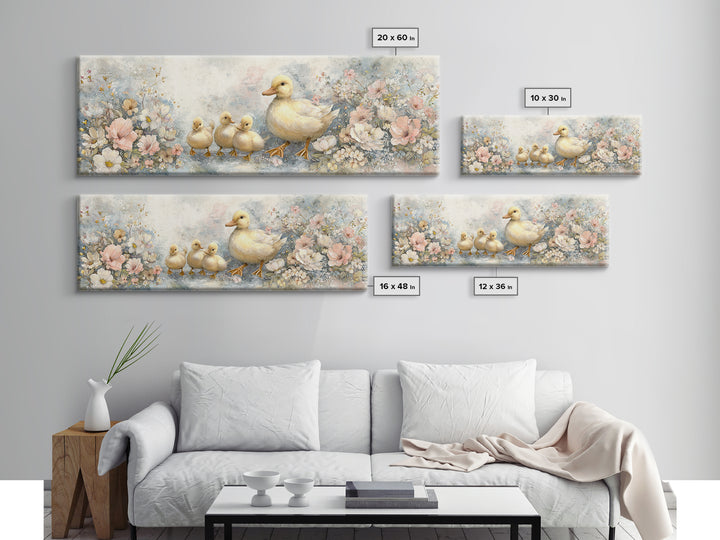 Ducklings Following a Mother Duck Canvas Print, Nursery Art, Art Print, Nursery Decor, Fine Art, Nursery 278, Wall Art Set of, NUR-3x1-78