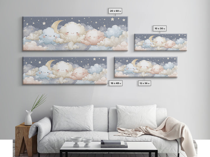 Moon and Stars Canvas Print, Nursery Art, Room Decor, Nursery Decor, Fine Art, Nursery, Printable Art, Wall Art Print, NUR-3x1-91
