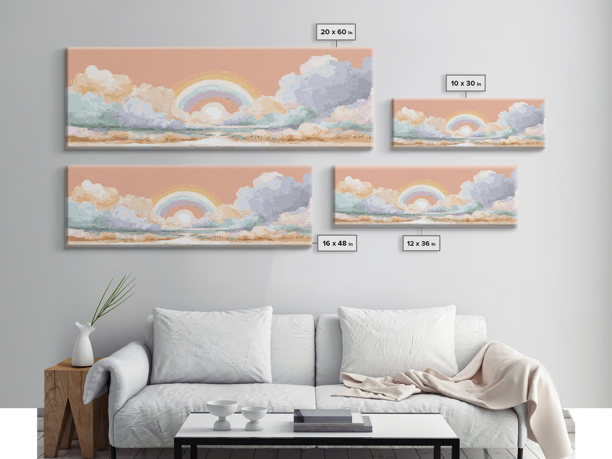 Rainbow Arch with Muted Nursery Colors Canvas Print, Nursery Art, Textured Painting, Nursery Decor, Oil Painting, Nursery, NUR-3x1-95