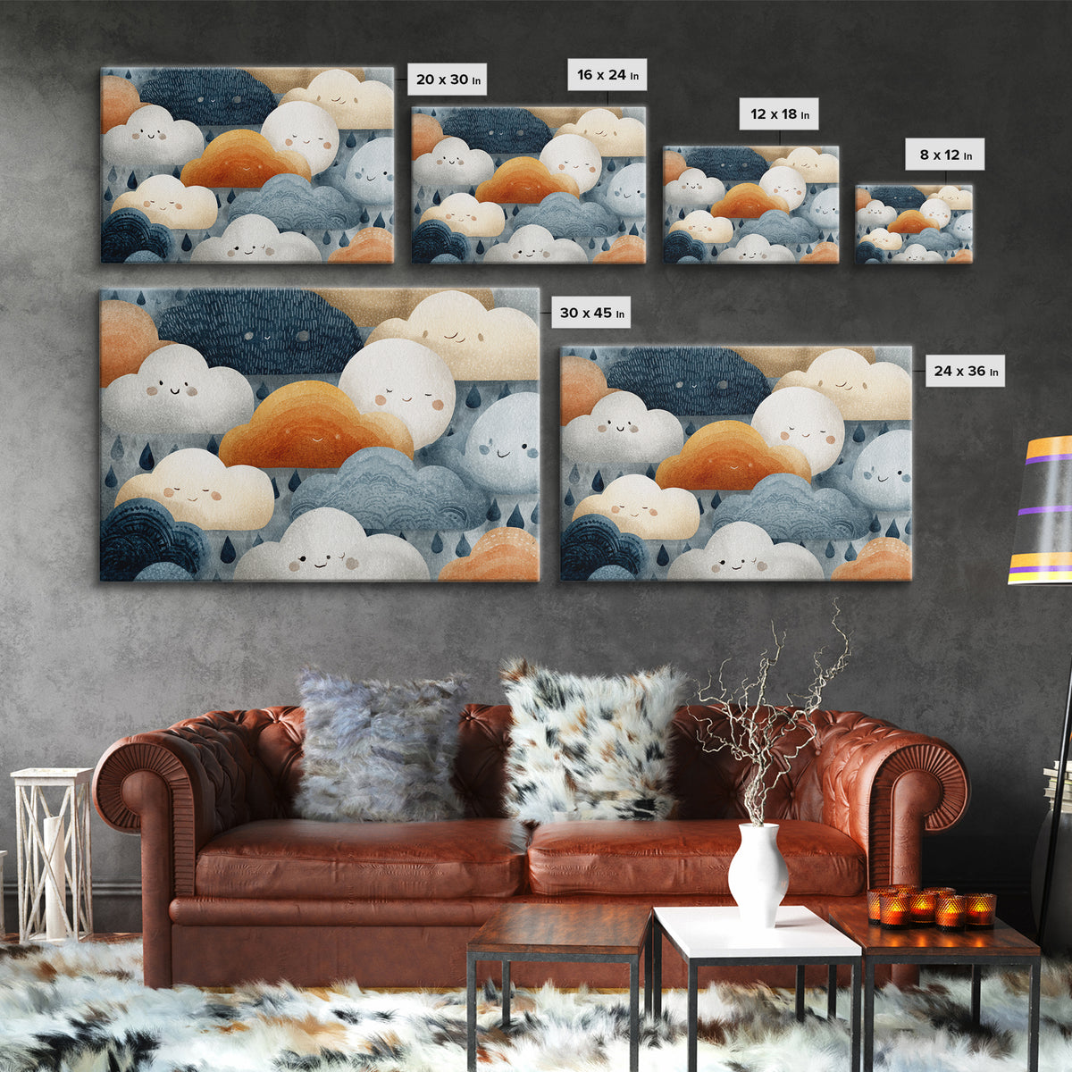 Clouds and Raindrops Framed Canvas Print, Nursery Art, Printable Wall Art, Nursery Decor, Fine Art, Nursery, Butterfly Wall Art, NUR-3x2-2