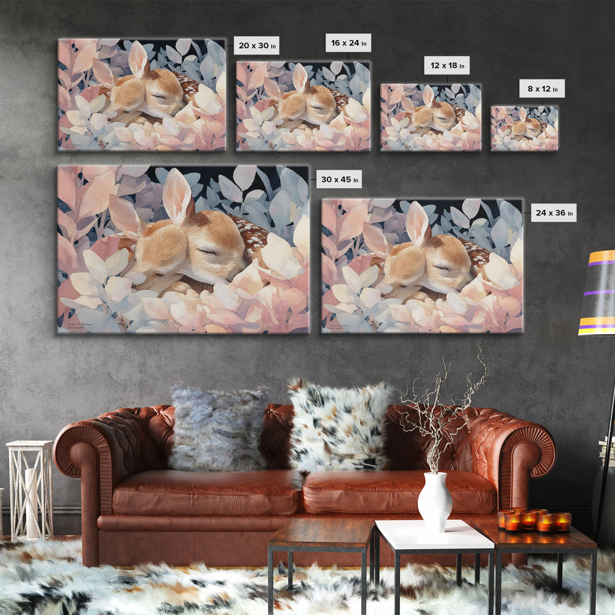 Deer Fawn Sleeping Canvas Print, Nursery Art, Playroom Decor, Nursery Decor, Nursery, Kids Room Wall Art, Dinosaur Wall Art, NUR-3x2-3