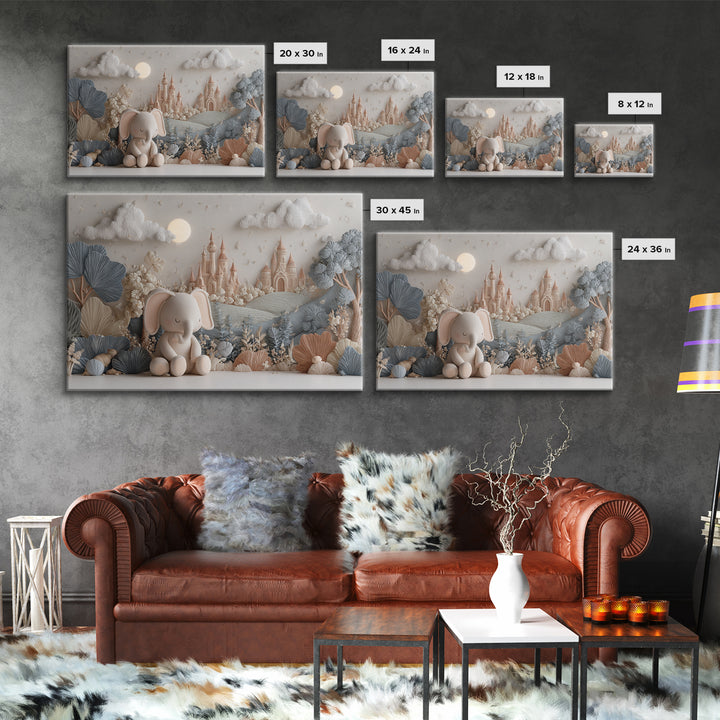 Animal Alphabet Scene Without Readable Letters Framed Canvas Print, Nursery Art, Nursery Wall Decor, Nursery Decor, Nursery, NUR-3x2-63