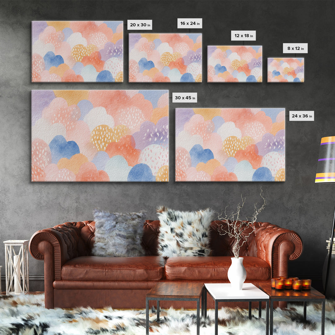 Clouds and Raindrops Canvas Print, Nursery Art, Playroom Wall Decor, Nursery Decor, Nursery, Modern Decor, Fine Art Print, NUR-3x2-98