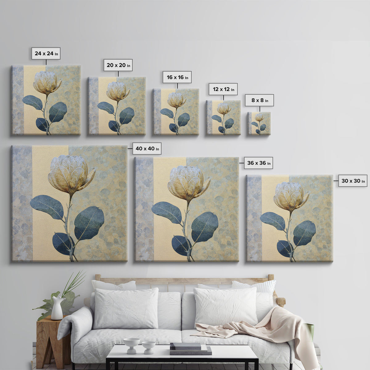 Modern Botanical Print Framed Canvas Print, Office Art, Trendy Wall Art, Office Decor, Fine Art, Focus, Minimalist Decor, OFF-1x1-100