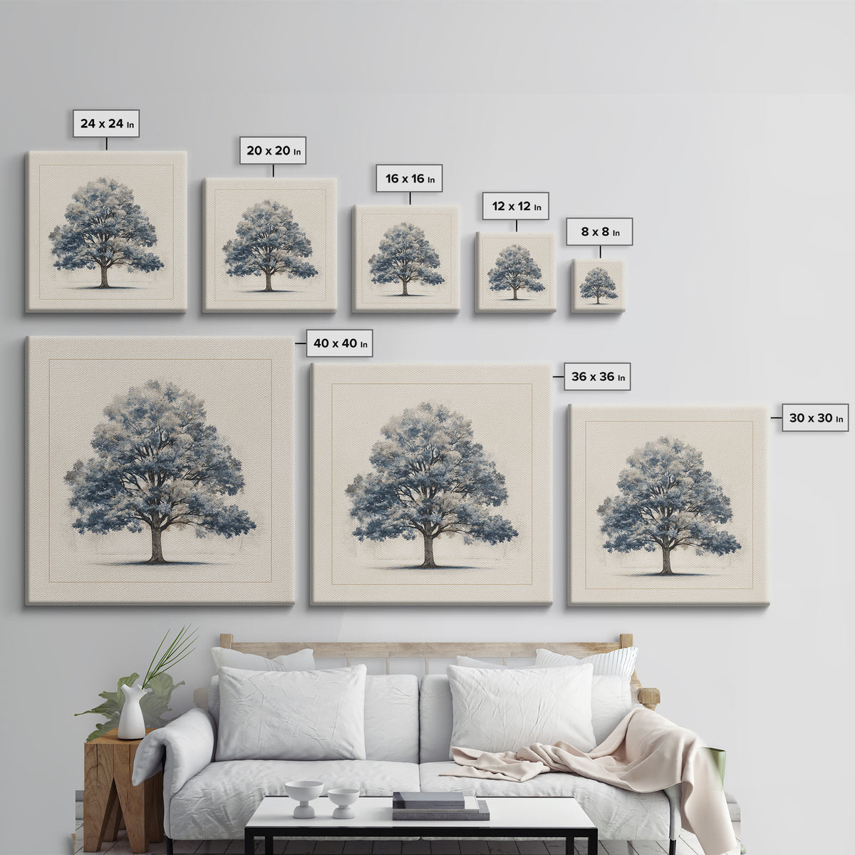 Ink Wash Tree Symbolizing Stability Canvas Print, Office Art, Living Room Decor, Office Decor, Fine Art, Focus, Fine Art Print, OFF-1x1-14