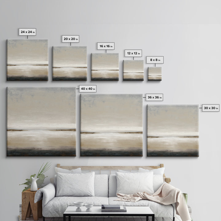 Dignified Neutral Landscape Framed Canvas Print, Office Art, Digital Wall Art, Office Decor, Oil Painting, Focus, OFF-1x1-7