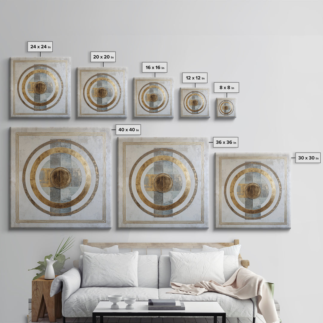 Gold Circle and Line Composition for Clarity Framed Canvas Print, Office Art, Printable Wall Art, Office Decor, Fine Art, Focus, OFF-1x1-8