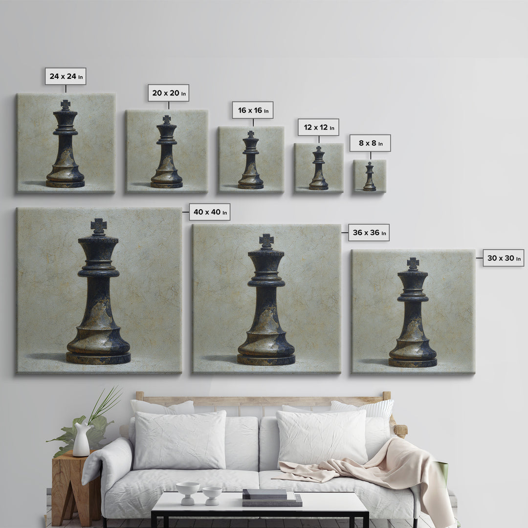 Minimal Chess Piece Still Life Canvas Print, Office Art, Boho Decor, Office Decor, Fine Art, Focus, Digital Art, Pet Portrait, OFF-1x1-85