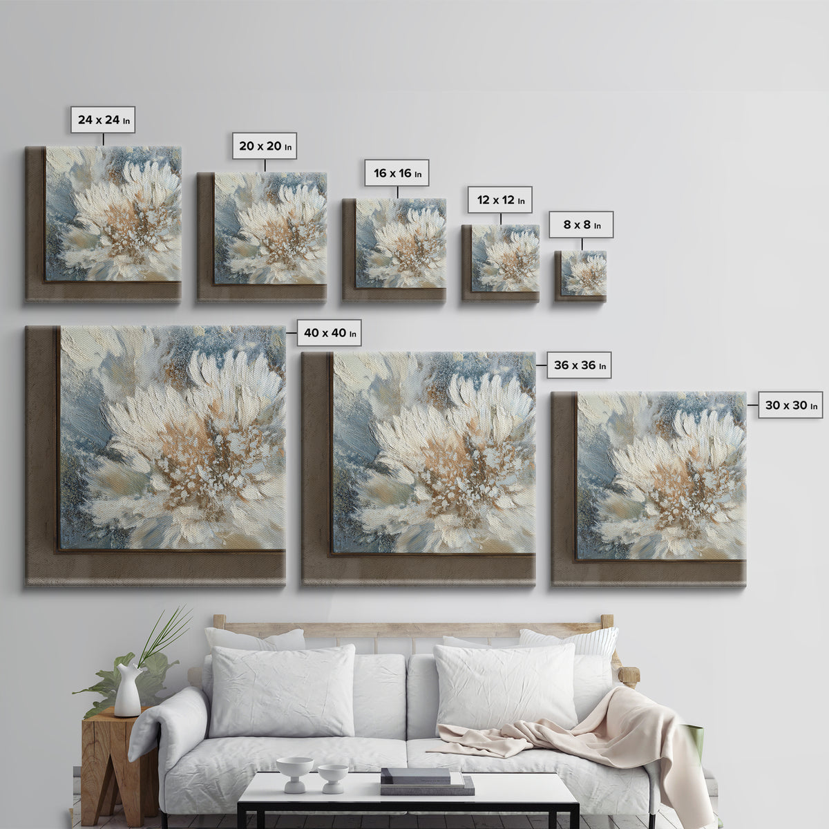 Desk Plant Botanical Closeup Framed Canvas Print, Office Art, Textured Painting, Office Decor, Oil Painting, Focus, Printables, OFF-1x1-88