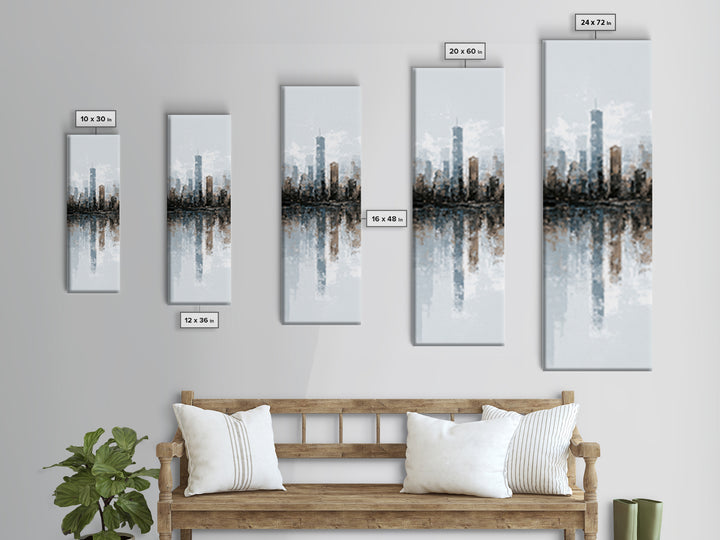 Black and White City Skyline Silhouette Canvas Print, Office Art, Room Decor, Office Decor, Fine Art, Focus, Printable Wall Art, OFF-1x3-17