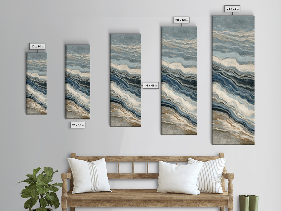 Blue Abstract Wave Pattern for Focus Framed Canvas Print, Office Art, Modern Decor, Office Decor, Abstract Art, Focus, OFF-1x3-29