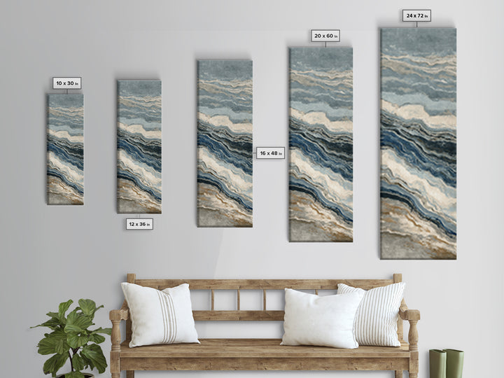 Blue Abstract Wave Pattern for Focus Framed Canvas Print, Office Art, Modern Decor, Office Decor, Abstract Art, Focus, OFF-1x3-29