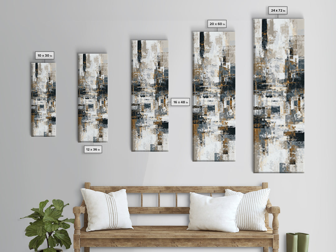 City Map Abstract Canvas Print, Office Art, Textured Painting, Office Decor, Abstract Art, Focus, Printables, Digital Wall Art, OFF-1x3-32