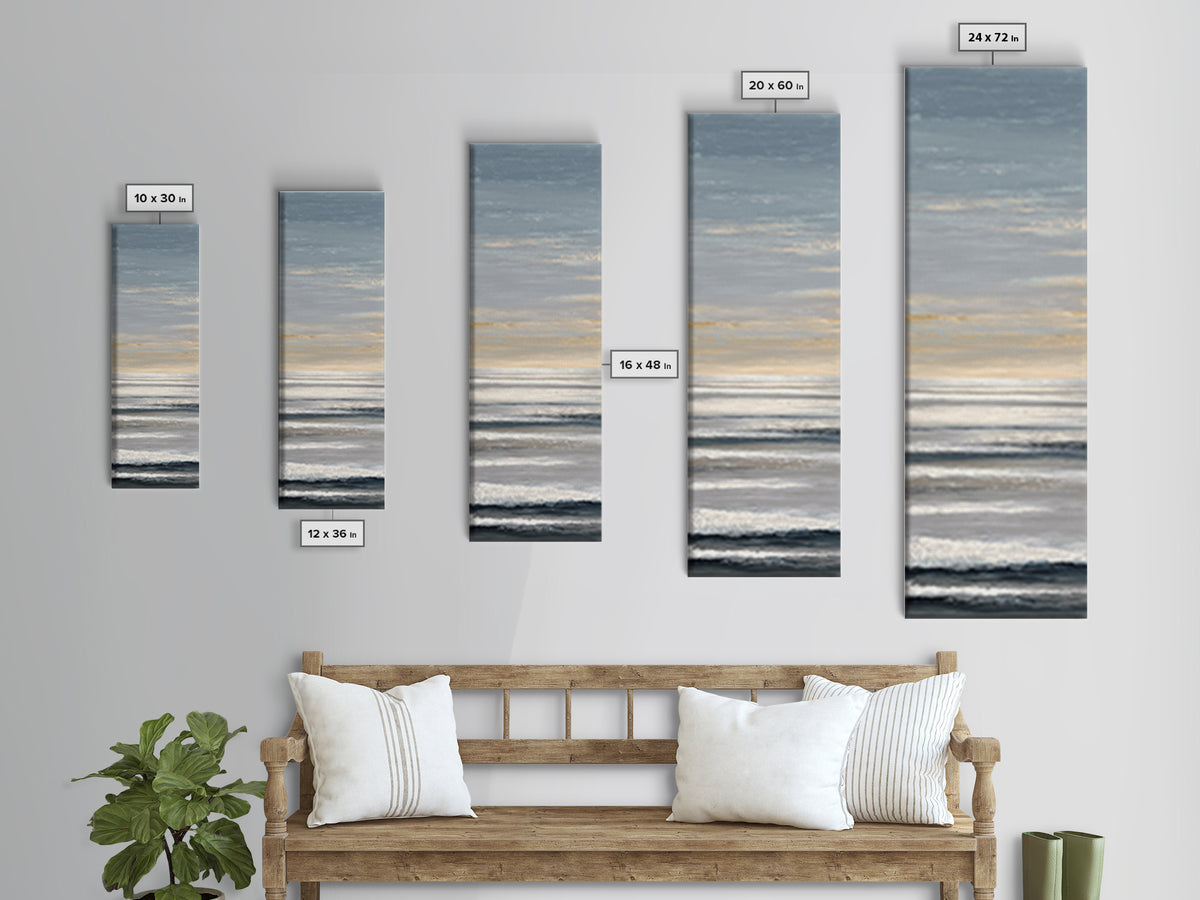 Calm Ocean Horizon for Stress Relief Framed Canvas Print, Office Art, Printables, Office Decor, Focus, Living Room Decor, OFF-1x3-47