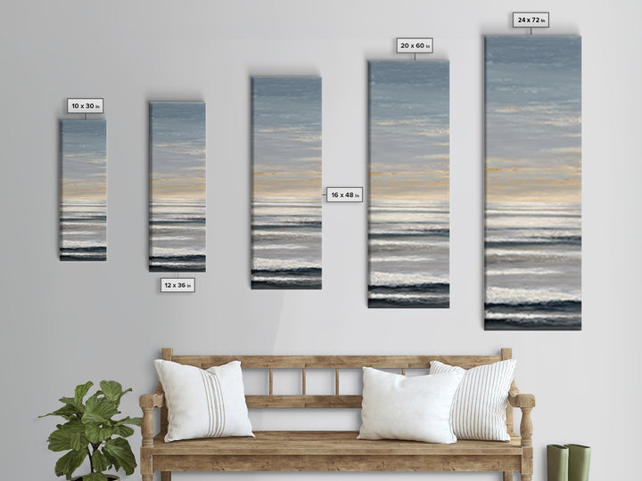 Calm Ocean Horizon for Stress Relief Framed Canvas Print, Office Art, Printables, Office Decor, Focus, Living Room Decor, OFF-1x3-47