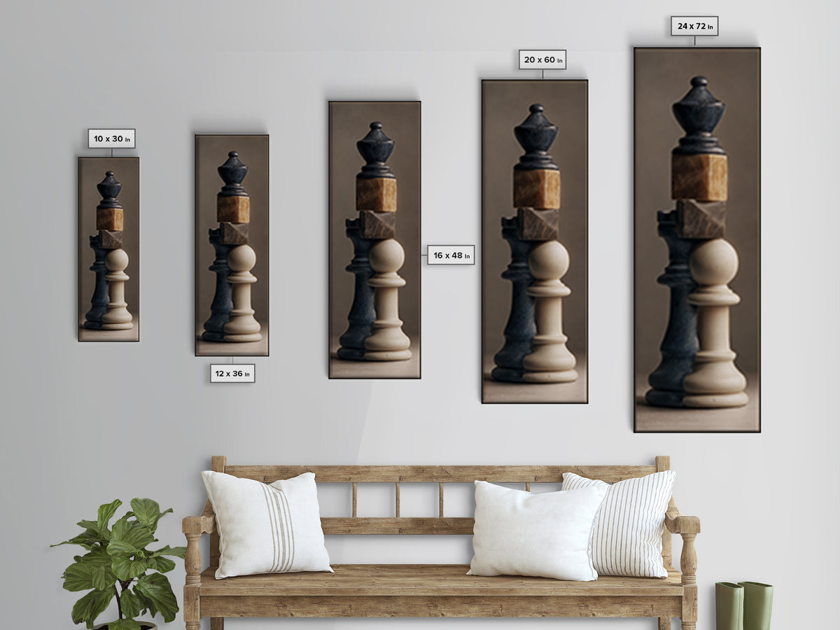 Minimal Chess Piece Still Life Canvas Print, Office Art, Digital Art, Office Decor, Fine Art, Focus, Ai Art, Digital Print, OFF-1x3-73