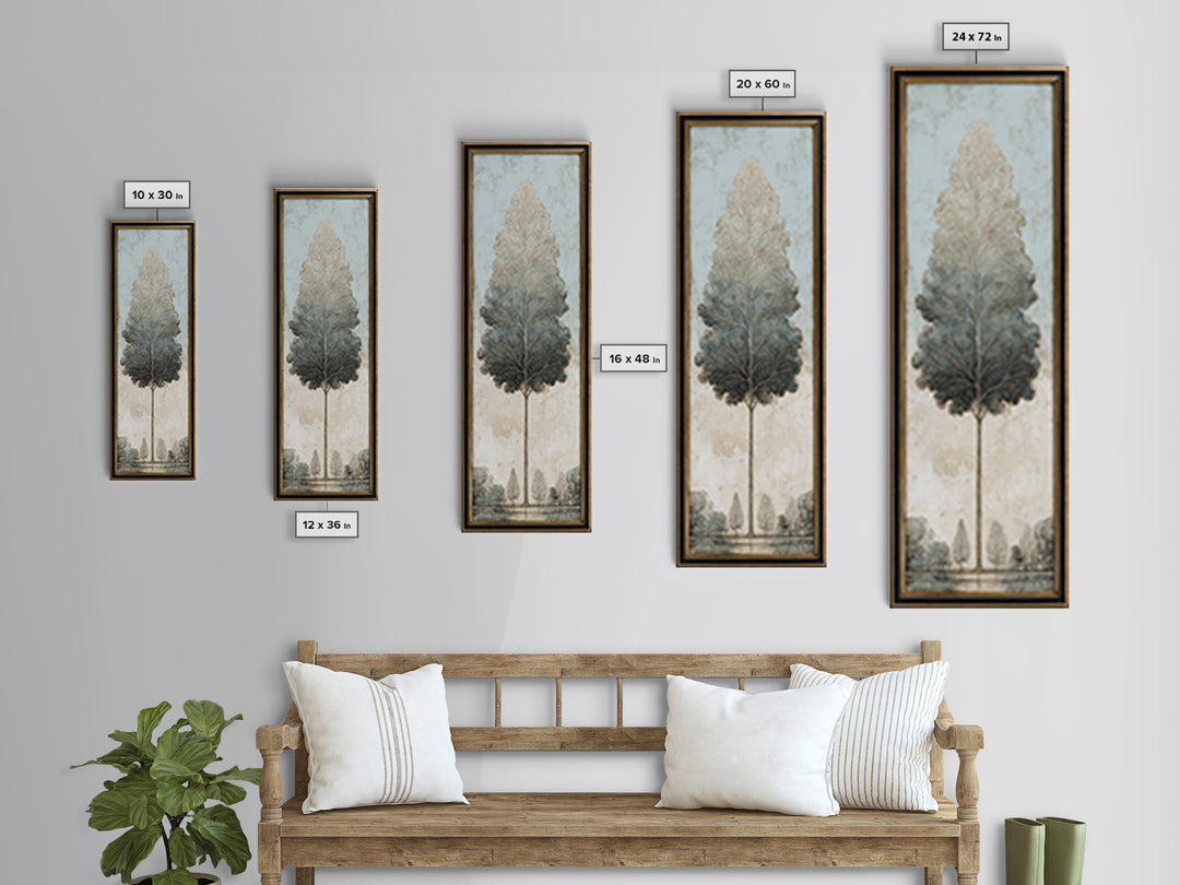 Ink Wash Tree Symbolizing Stability Framed Canvas Print, Office Art, Cubicle Decor, Office Decor, Fine Art, Focus, OFF-1x3-74