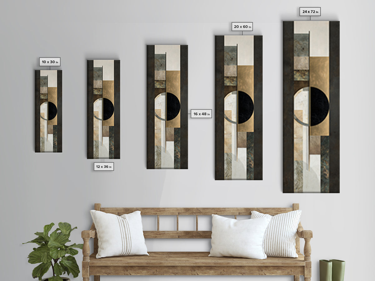 Gold Circle and Line Composition for Clarity Framed Canvas Print, Office Art, Wall Prints, Office Decor, Abstract Art, Focus, OFF-1x3-92