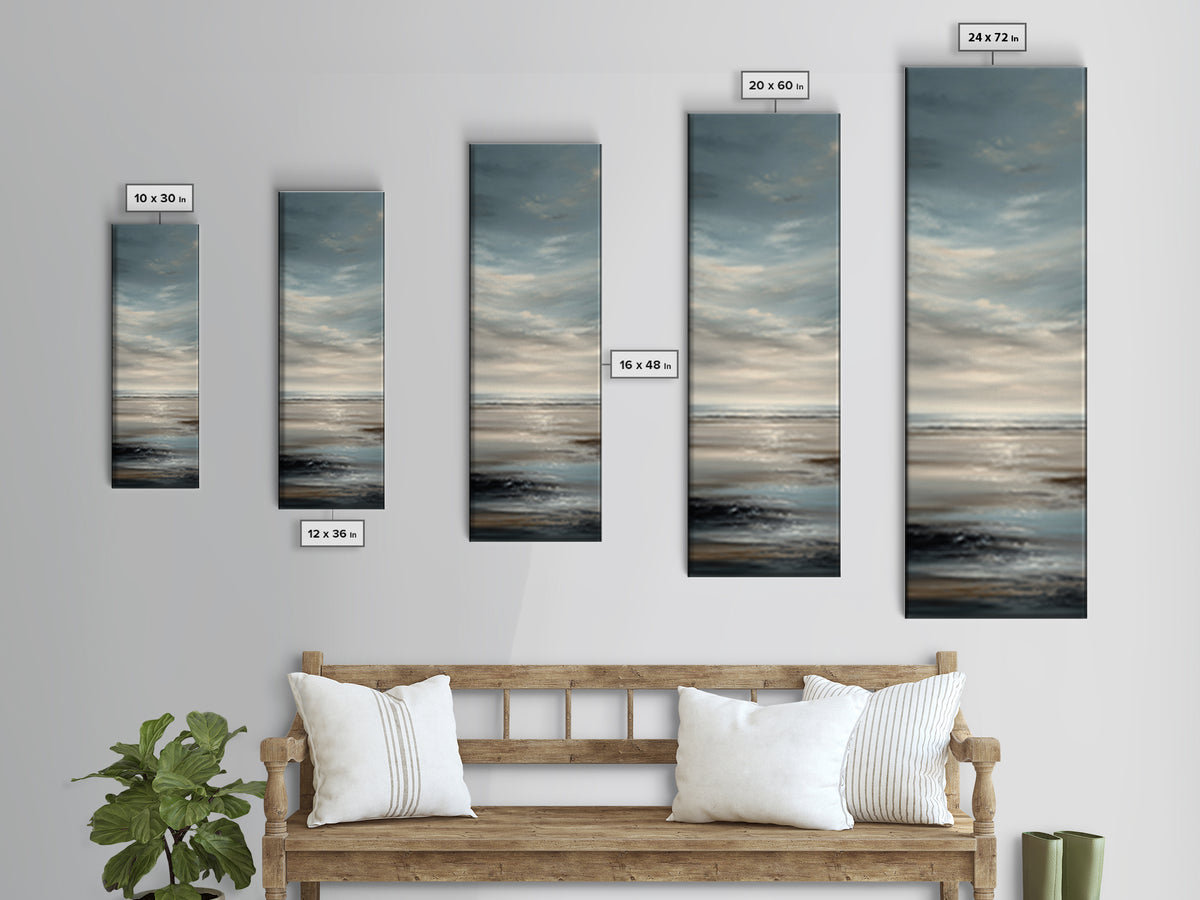 Calm Ocean Horizon for Stress Relief Canvas Print, Office Art, Canvas Print, Office Decor, Oil Painting, Focus, Art Print, OFF-1x3-95