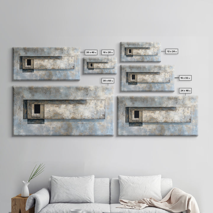 Geometric Labyrinth Pattern Framed Canvas Print, Office Art, Fine Art Print, Office Decor, Abstract Art, Focus, Poster, OFF-2x1-38