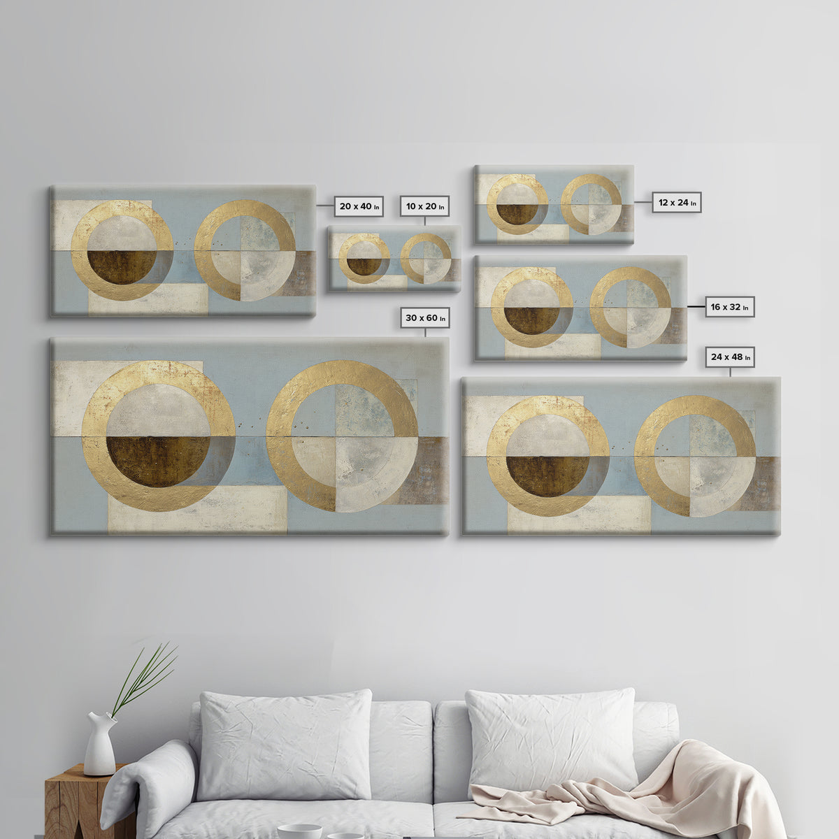 Gold Circle and Line Composition for Clarity Canvas Print, Office Art, Decor, Office Decor, Abstract Art, Focus, Wall Prints, OFF-2x1-52