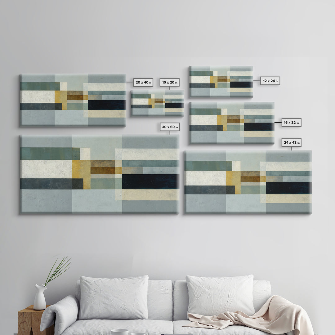 Modern Color Blocks Framed Canvas Print, Office Art, Digital Art, Office Decor, Fine Art, Focus, Ai Art, Digital Print, OFF-2x1-56