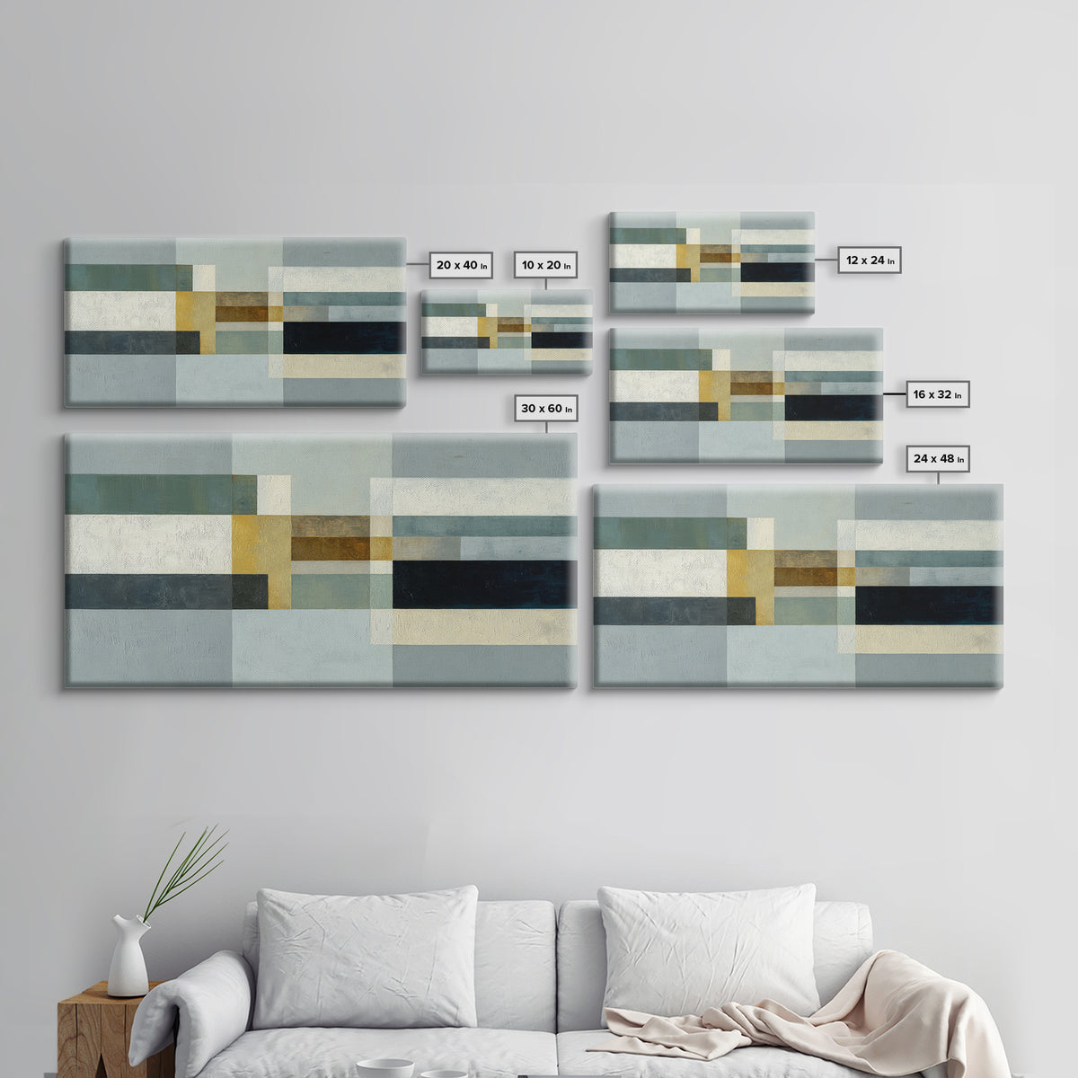 Modern Color Blocks Framed Canvas Print, Office Art, Digital Art, Office Decor, Fine Art, Focus, Ai Art, Digital Print, OFF-2x1-56