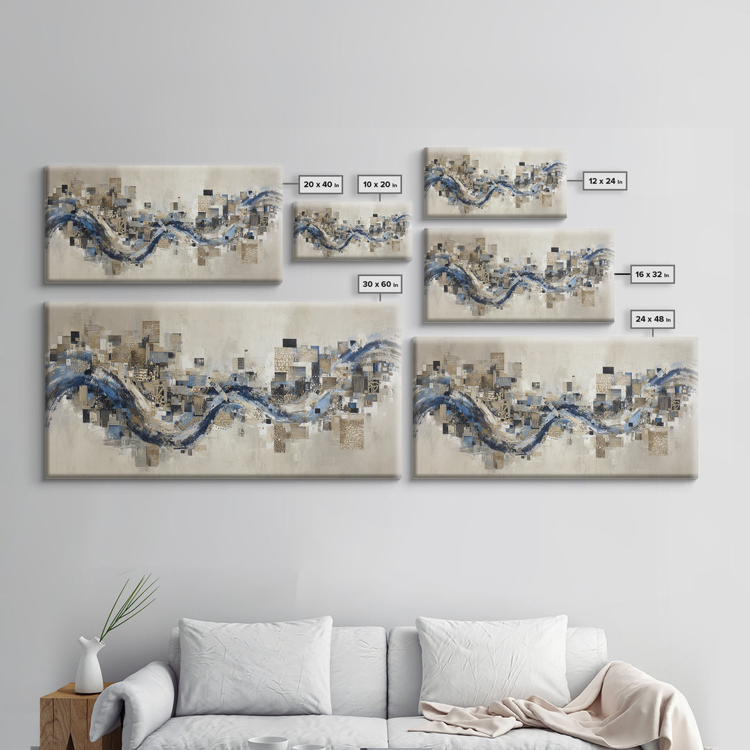 Blue Abstract Wave Pattern for Focus Canvas Print, Office Art, Decor, Office Decor, Abstract Art, Focus, Wall Prints, OFF-2x1-61
