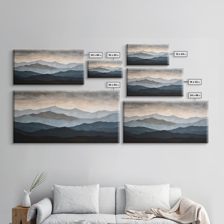 Minimal Mountain Sunrise for Focus Canvas Print, Office Art, Wall Decor, Office Decor, Oil Painting, Focus, Abstract Art, OFF-2x1-70