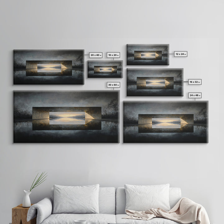 Monochrome Bridge Structure Canvas Print, Office Art, Contemporary Art, Office Decor, Abstract Art, Focus, Large Wall Art, OFF-2x1-78