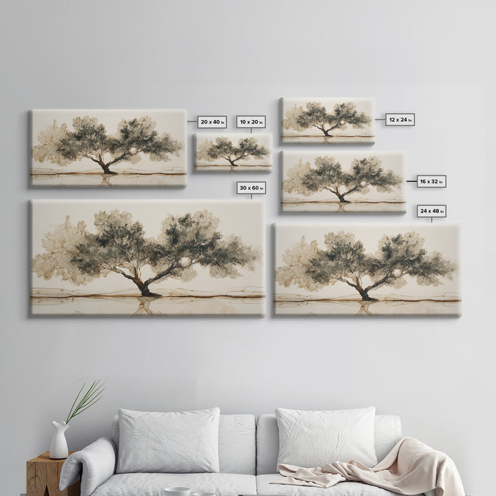 Ink Wash Tree Symbolizing Stability Canvas Print, Office Art, Wall Art, Office Decor, Fine Art, Focus, Boho, Art Deco, OFF-2x1-82