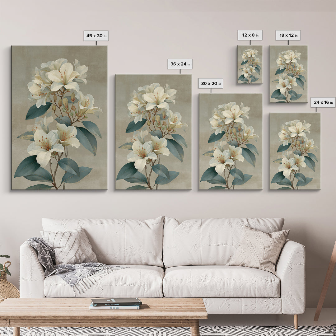 Modern Botanical Print Framed Canvas Print, Office Art, Minimalist Decor, Office Decor, Fine Art, Focus, Digital Wall Art, OFF-2x3-12