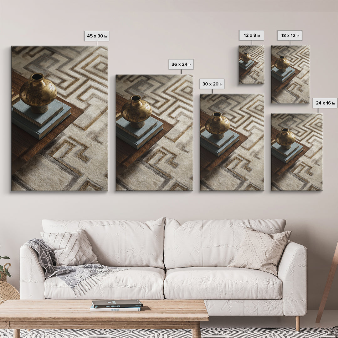 Geometric Labyrinth Pattern Framed Canvas Print, Office Art, Boho Decor, Office Decor, Focus, Digital Art, Pet Portrait, OFF-2x3-2