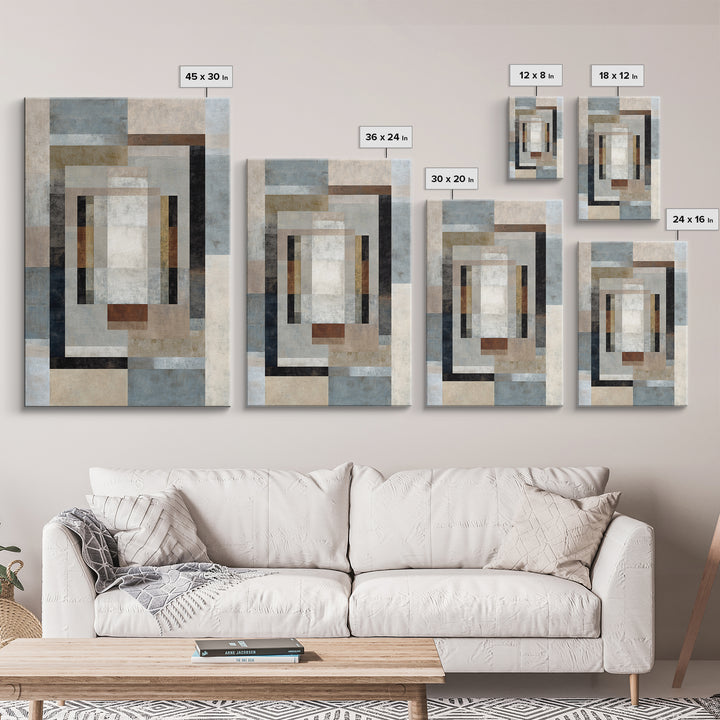 Geometric Labyrinth Pattern Framed Canvas Print, Office Art, Boho Decor, Office Decor, Focus, Digital Art, Pet Portrait, OFF-2x3-26
