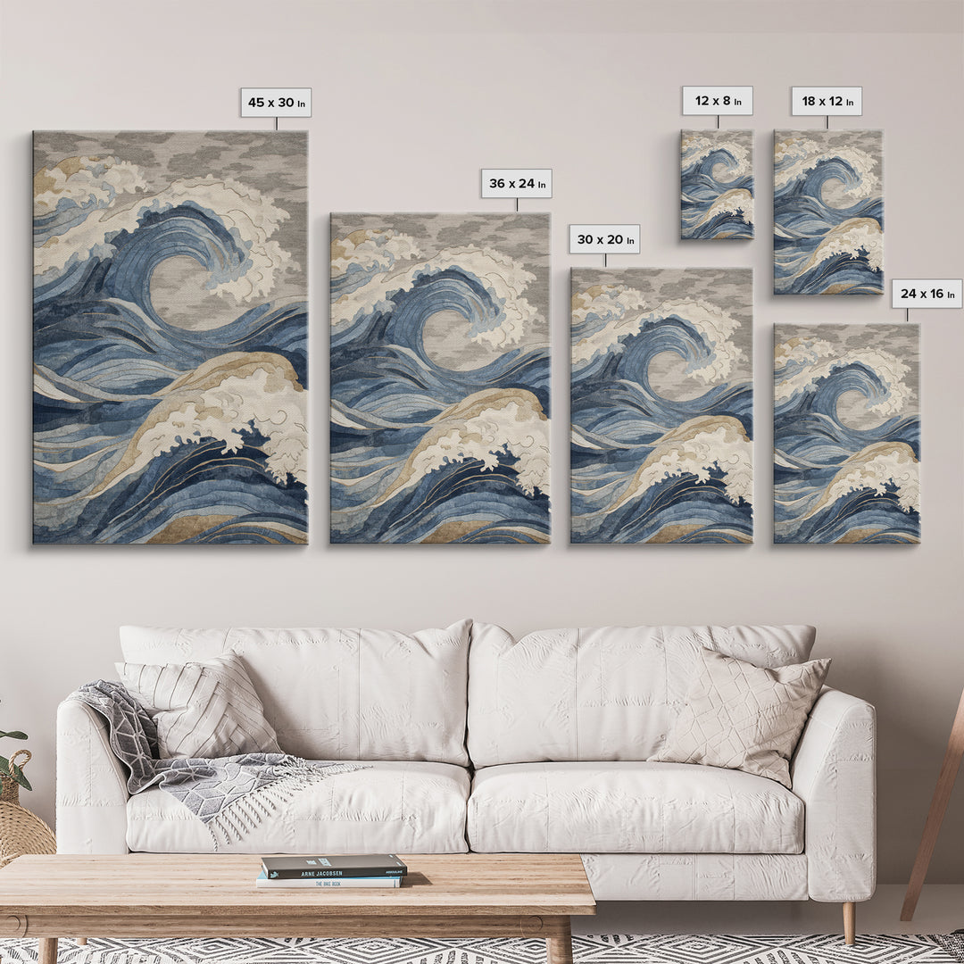 Blue Abstract Wave Pattern for Focus Canvas Print, Office Art, Pet Portrait, Office Decor, Abstract Art, Focus, Digital Print, OFF-2x3-49