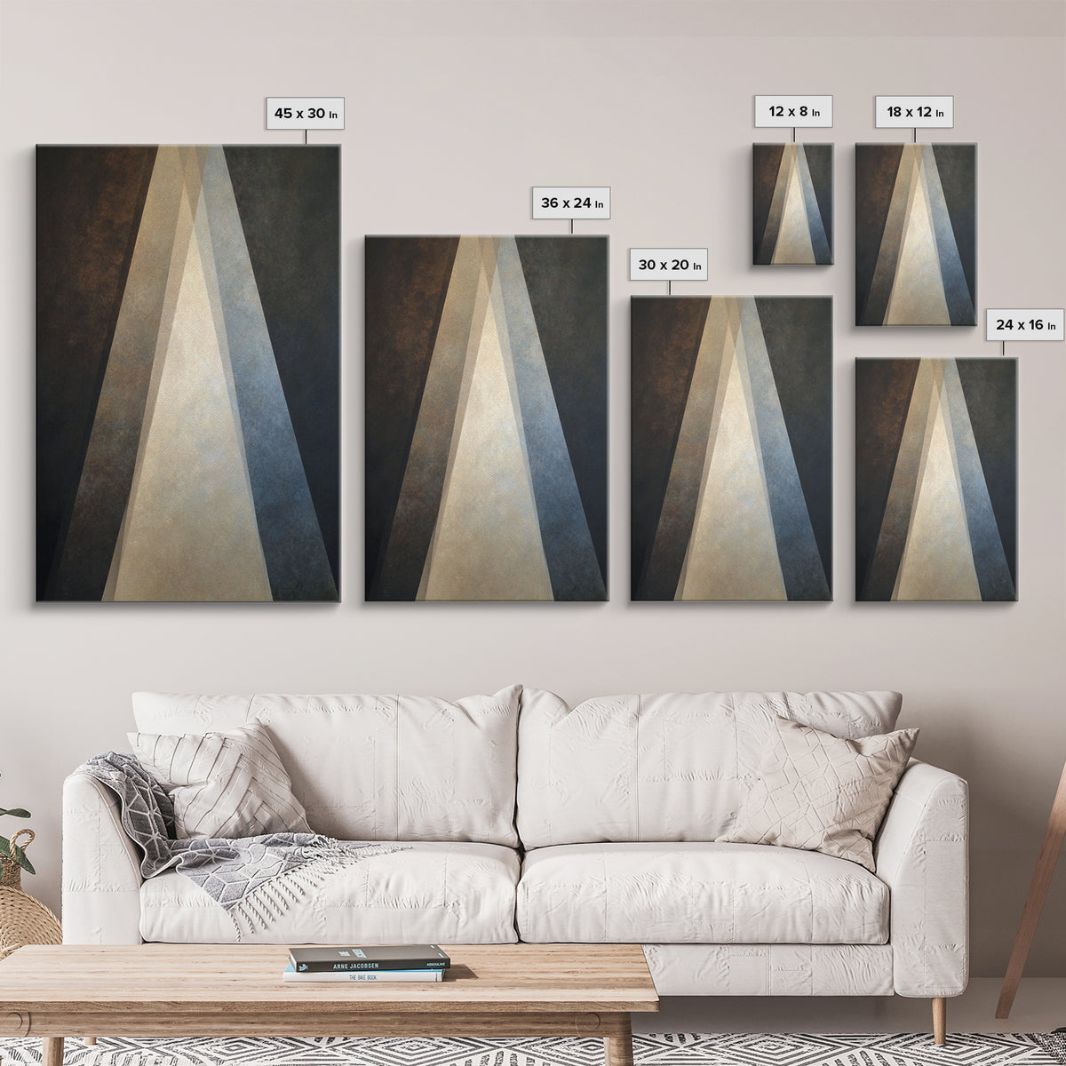 Abstract Light Beam Through Dark Shapes Framed Canvas Print, Office Art, Textured Painting, Office Decor, Fine Art, Focus, OFF-2x3-55