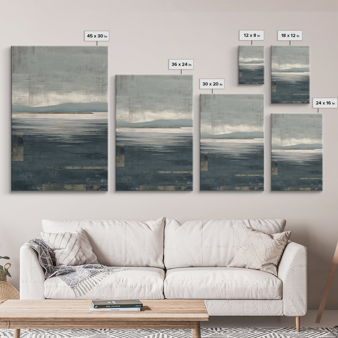 Calm Ocean Horizon for Stress Relief Canvas Print, Office Art, Digital Art, Office Decor, Fine Art, Focus, Ai Art, OFF-2x3-67