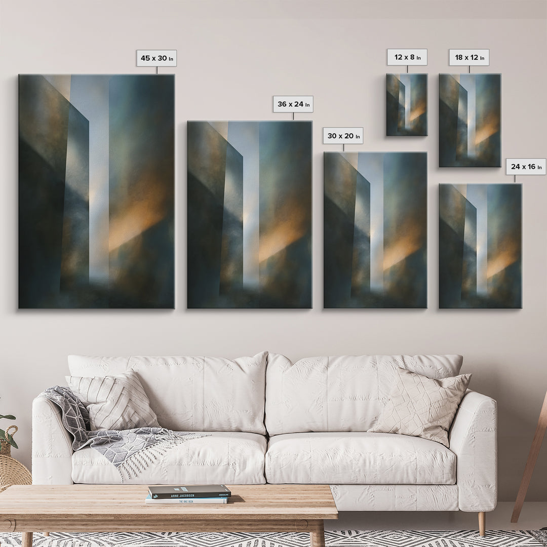 Abstract Light Beam Through Dark Shapes Canvas Print, Office Art, Dopamine Decor, Office Decor, Abstract Art, Focus, Boho Decor, OFF-2x3-7