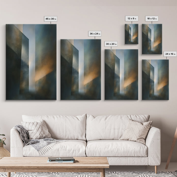 Abstract Light Beam Through Dark Shapes Canvas Print, Office Art, Dopamine Decor, Office Decor, Abstract Art, Focus, Boho Decor, OFF-2x3-7