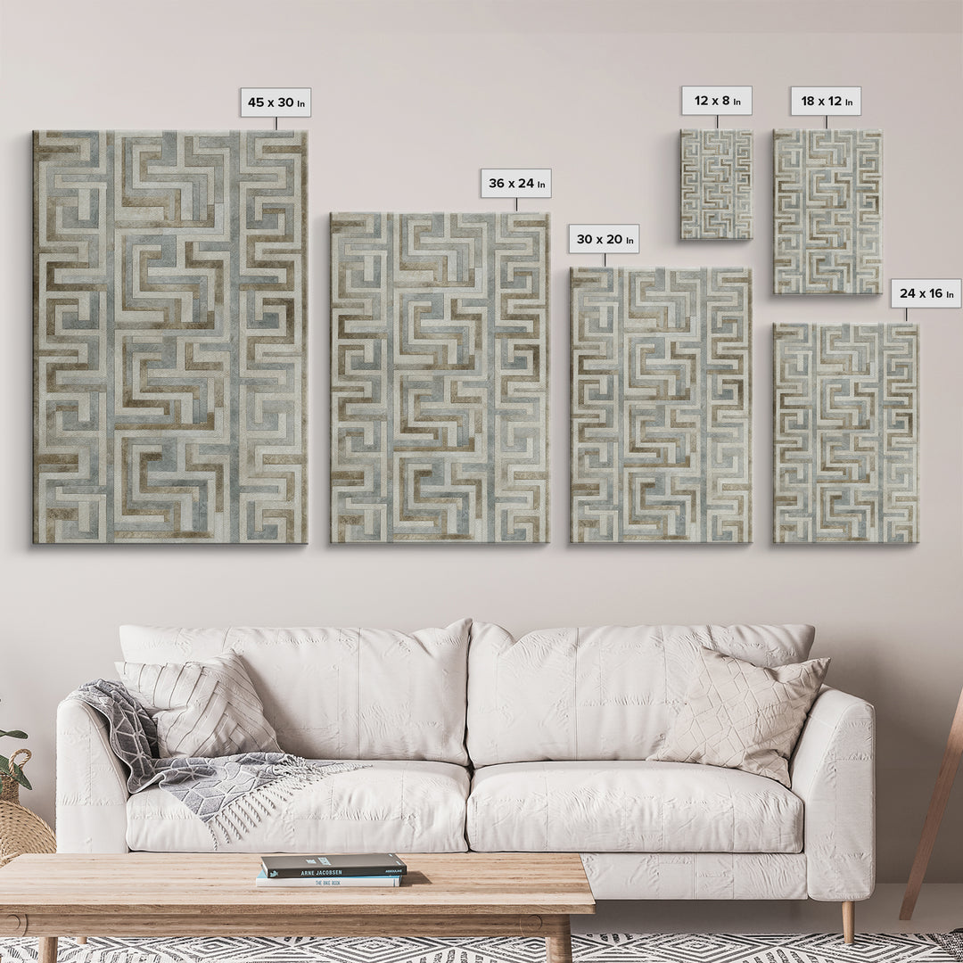 Geometric Labyrinth Pattern Framed Canvas Print, Office Art, Wall Decor, Office Decor, Abstract Art, Focus, Wall Prints, OFF-2x3-74