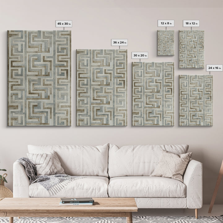 Geometric Labyrinth Pattern Framed Canvas Print, Office Art, Wall Decor, Office Decor, Abstract Art, Focus, Wall Prints, OFF-2x3-74