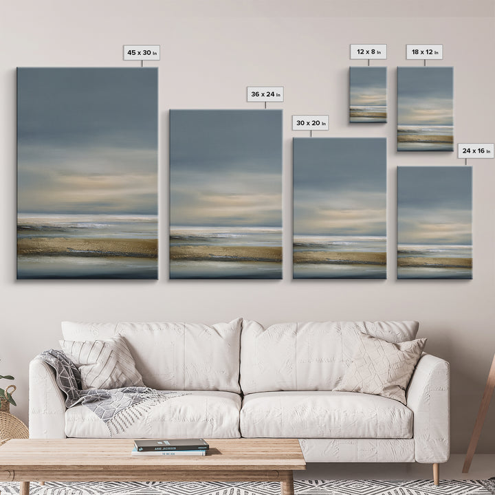 Dignified Neutral Landscape Framed Canvas Print, Office Art, Abstract Art, Office Decor, Oil Painting, Focus, OFF-2x3-87