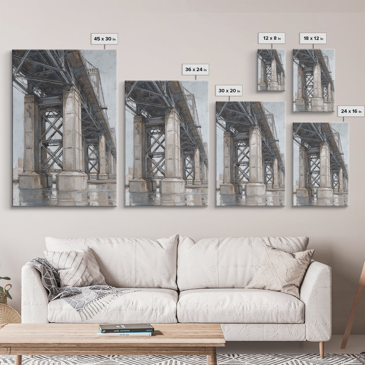Monochrome Bridge Structure Framed Canvas Print, Office Art, Printable, Office Decor, Fine Art, Focus, Printable Art, OFF-2x3-90